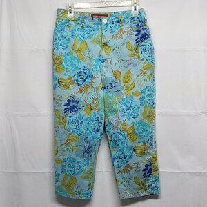 Gloria Vanderbilt Floral Capri Pants Womens Size 10 High Rise Twill Pockets